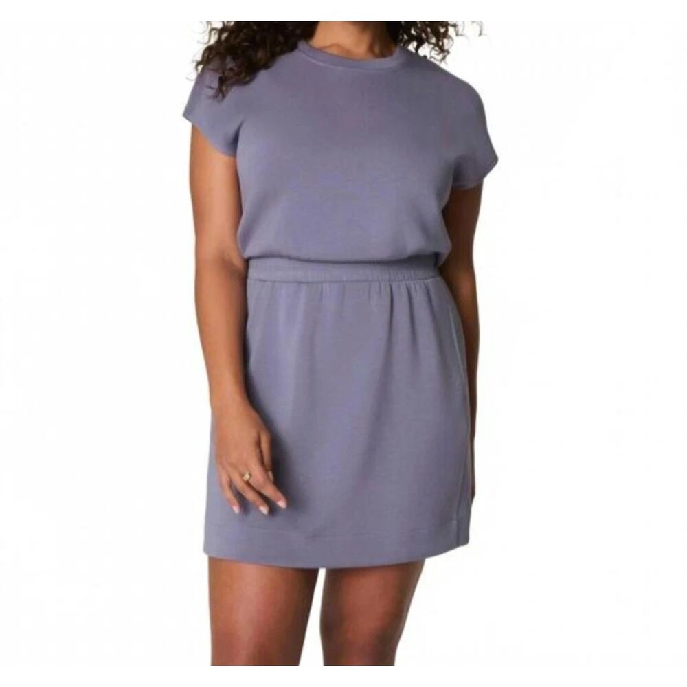 Spanx AirEssentials Crew Sweatshirt Dress Womens L Orchid Ash Comfort Travel NWT